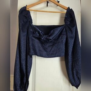 Elegant Navy Blue Women's Cropped Top